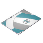 Carnet Volley-ball turquoise gris blanc personnalisé (Côté gauche)