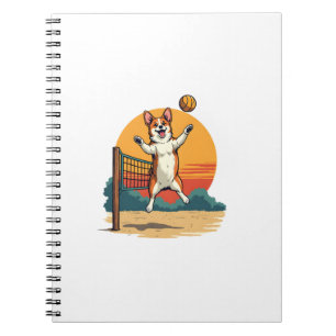 Carnet Volleyball Corgi Vintage Illustration Vectoriel Co