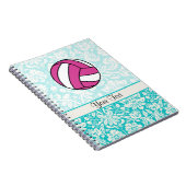 Carnet Volleyball rose ; Motif de damassé (Côté Droit)