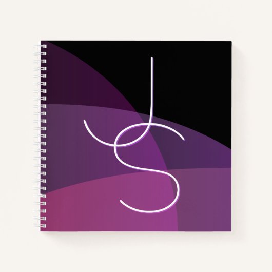 Carnet Vos initiales de chevauchement | Moderne violet et (Devant)