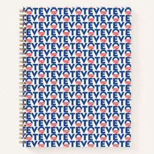 Carnet Vote hope motif de typographie rouge blanc et bleu