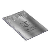 Carnet Votre logo Elegant Silver Metallic Parties scintil (Côté Droit)