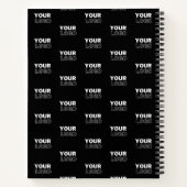 Carnet Votre logo et arrière-plan Logo répétitif | Noir (Dos)