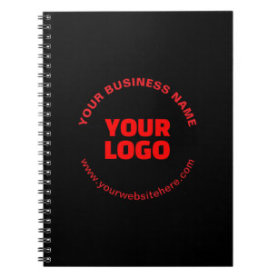 Carnet Votre logo et texte circulaire modifiable, rouge o