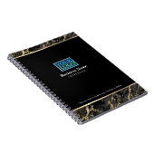 Carnet Votre logo, nom commercial, marbre noir/or (Côté Droit)