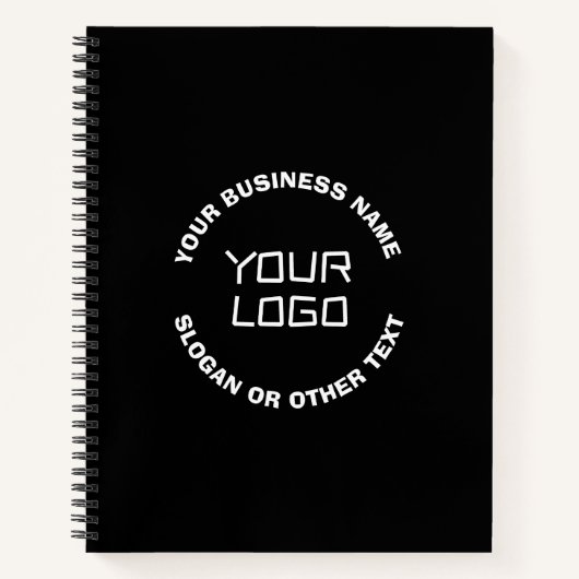 Carnet Votre logo ou image et texte modifiable | Noir et  (Devant)