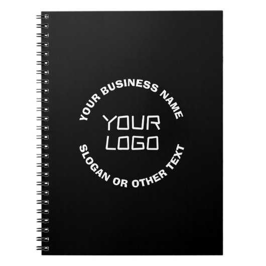 Carnet Votre logo ou image et texte modifiable | Noir et (Devant)