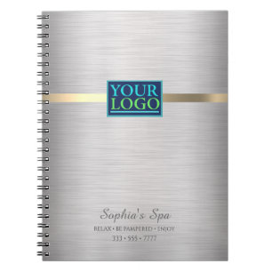 Carnet Votre logo, promouvoir l'entreprise, argent brossé