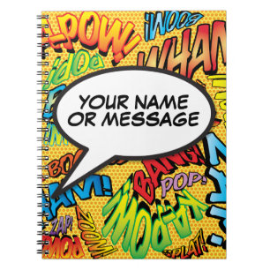 Carnet Votre message bulle de discours Fun rétro bande de