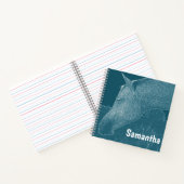 Carnet Votre nom Cheval Moderne Blanc sur Bleu Vert Turqu (Intérieur)