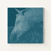 Carnet Votre nom Cheval Moderne Blanc sur Vert Bleu Turqu (Dos)