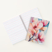Carnet Votre nom Élégant Magnolia Rose Fleurs (Intérieur)