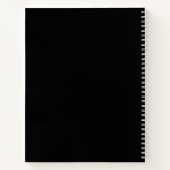 Carnet Votre nom | Élégant script blanc sur noir (Dos)