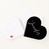 Carnet Votre nom | Élégant script blanc sur noir (Intérieur)
