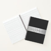 Carnet Votre nom et monogramme | Gris et aspect argent fa (Intérieur)