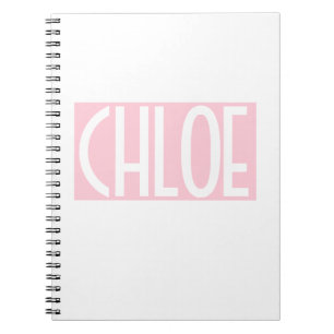 Carnet Votre nom Texte blanc gras sur rose clair