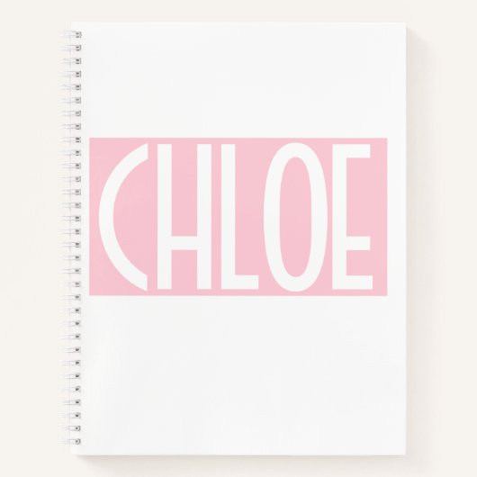Carnet Votre nom | Texte blanc gras sur rose clair (Devant)
