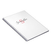 Carnet Votre nom Typographie Monogramme - Blanc & Rose (Côté Droit)