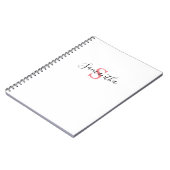 Carnet Votre nom Typographie Monogramme - Blanc & Rose (Côté gauche)