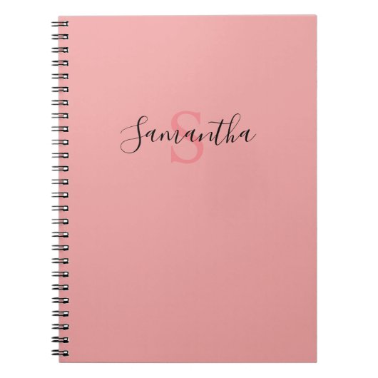 Carnet Votre nom Typographie Monogramme - Rose (Devant)