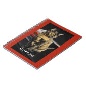 Carnet Votre photo de compagnie, nom, fond rouge, spirale (Côté gauche)