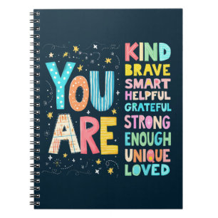 Carnet Vous êtes des affirmations lettre main lumineuse