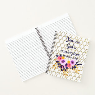 Carnet Vous êtes le chef-d'oeuvre de Dieu Bible Verse Ch