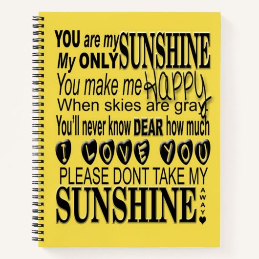 Carnet Vous Êtes Mon Soleil, Mon Seul Soleil (Devant)