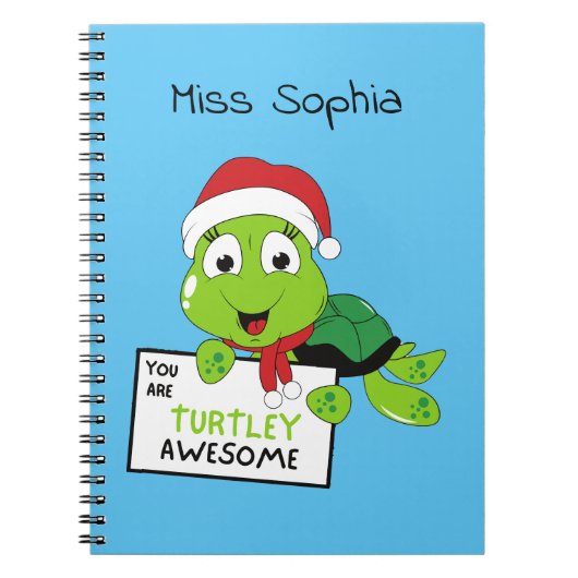 Carnet Vous Êtes Turtley Awesome Funny Turtle Puns Bleu (Devant)