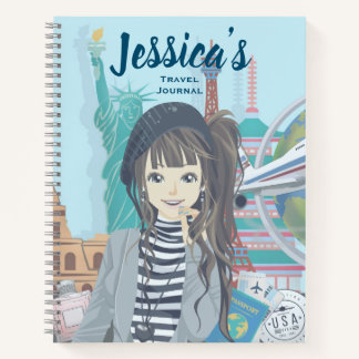 Carnet Voyage dans le monde des filles mignonnes Illustré