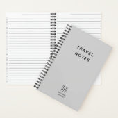 Carnet Voyage de monogramme gris moderne (À l'intérieur)
