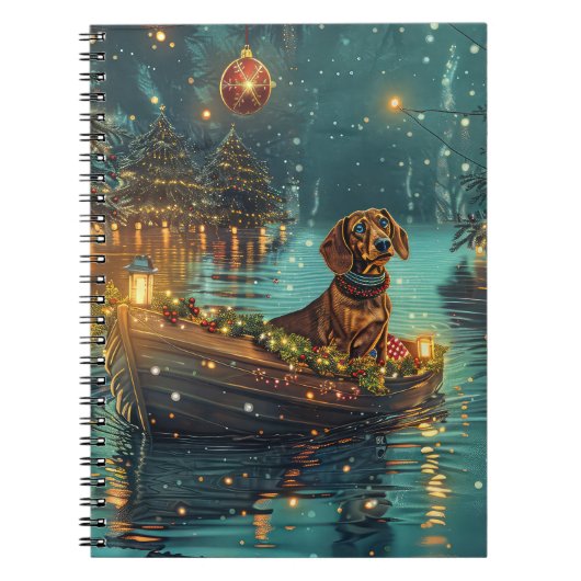 Carnet Voyage de Noël festif du teckel (Devant)