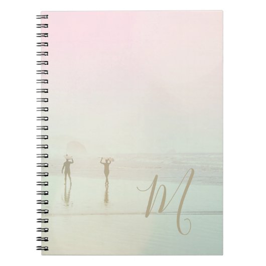 Carnet Voyage Surf été Plage Rose Mist Monogramme (Devant)