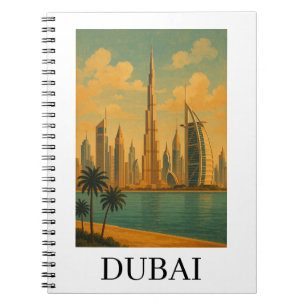 Carnet Voyage Vintage Dubaï – Skyline Rétro des Émirats A
