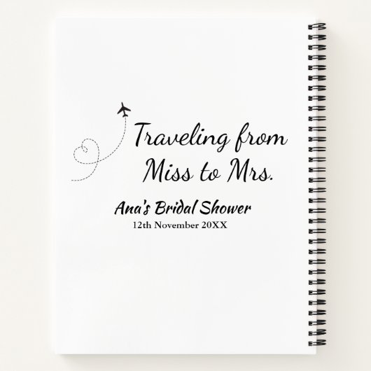 Carnet Voyager douche nuptiale ajouter nom date de manque (Dos)