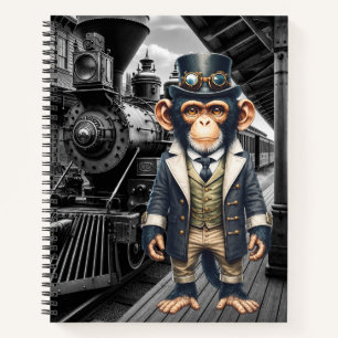 Carnet Voyageur du monde chimpanzé victorien Steampunk