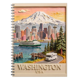 Carnet Vue panoramique texturée de la ville de Seattle, W