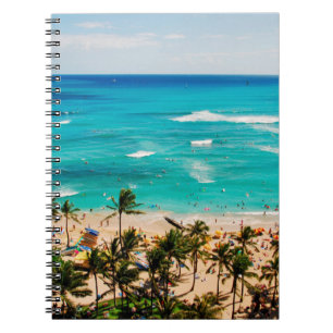 Carnet Vue surélevée de la scène de Waikiki Beach, Honolu