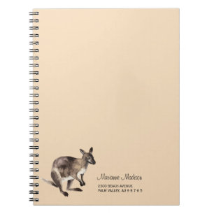 Carnet Wallaby peint avec des tons sépia aquarelle