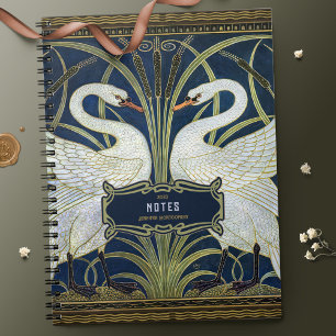 Carnet Walter Crane Deux Cygnes Art Nouveau Décor Vintage