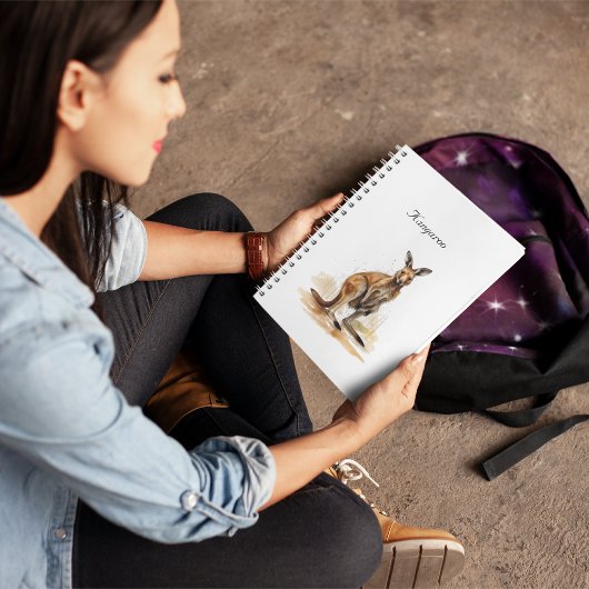 Carnet Wanderer extérieur : aquarelle Kangaroo personnali
