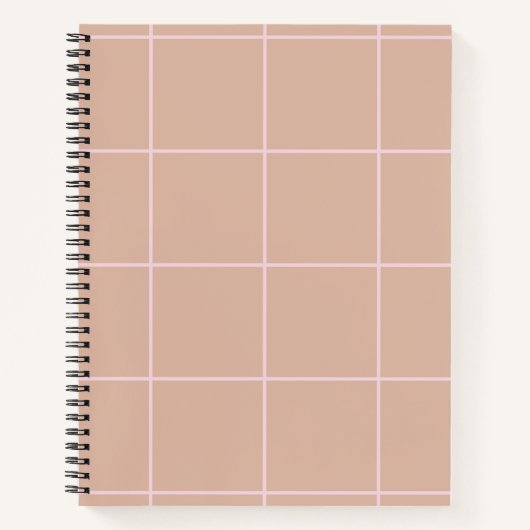 Carnet Warm Beige Grid Pattern Minimal Soft Check Design (Devant)