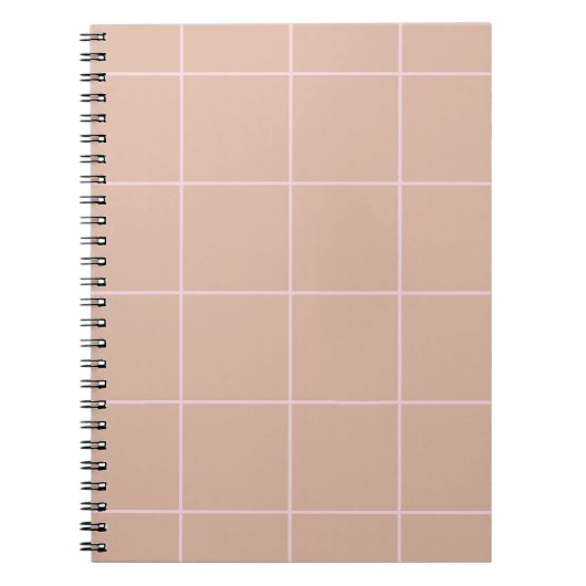 Carnet Warm Beige Grid Pattern Minimal Soft Check Design (Devant)