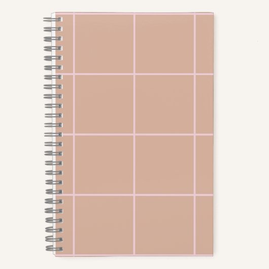 Carnet Warm Beige Grid Pattern Minimal Soft Check Design (Recto)
