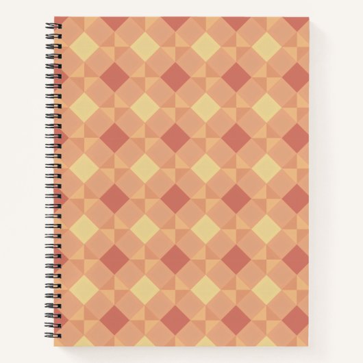 Carnet Warm Geometric Diamond Pattern in Peach & Terracot (Devant)