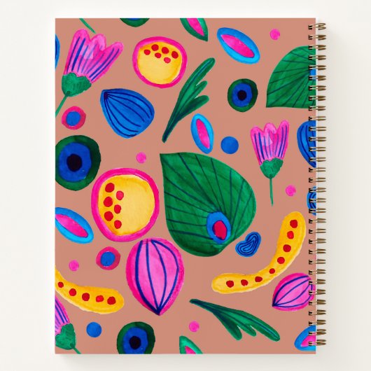 Carnet Warm Terracotta Abstract Boho Floral Pattern (Dos)