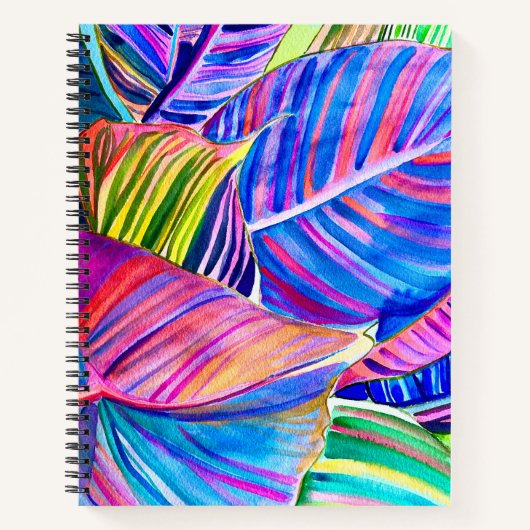 Carnet Watercolor art canna tropicale feuilles (Devant)