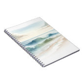 Carnet Watercolor Beach Waves Rustic Coastal (Côté Droit)