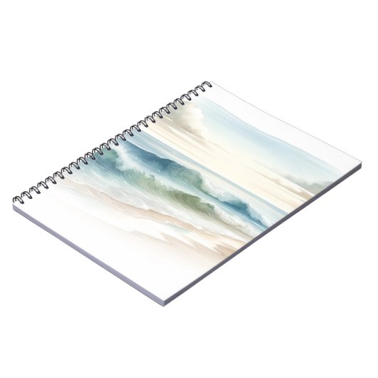 Carnet Watercolor Beach Waves Rustic Coastal (Côté gauche)