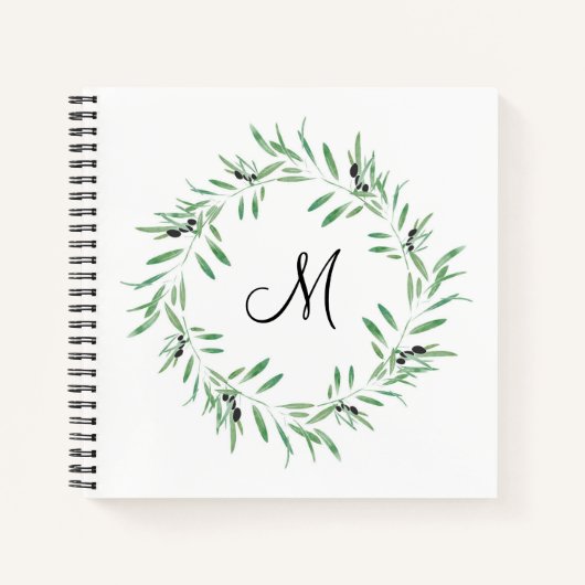 Carnet Watercolor Black Olive Wreath (Devant)
